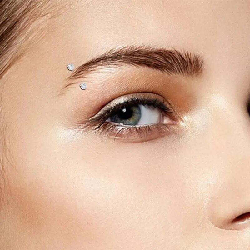 Прокол брови фото девушки Stainless Steel Eyebrow Piercing Ring Crystal Curved Glitter Eyebrow Helix Pierc