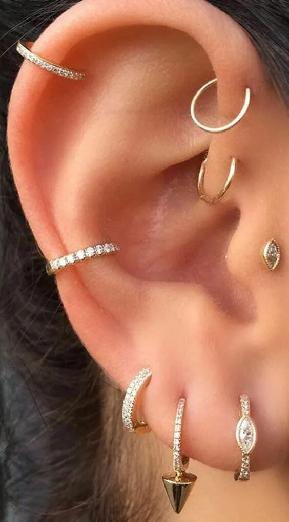 Прокол кафф уха фото 72 Ear Piercing For Women Cute And Beautiful Ideas - The Finest Feed Ear jewelry