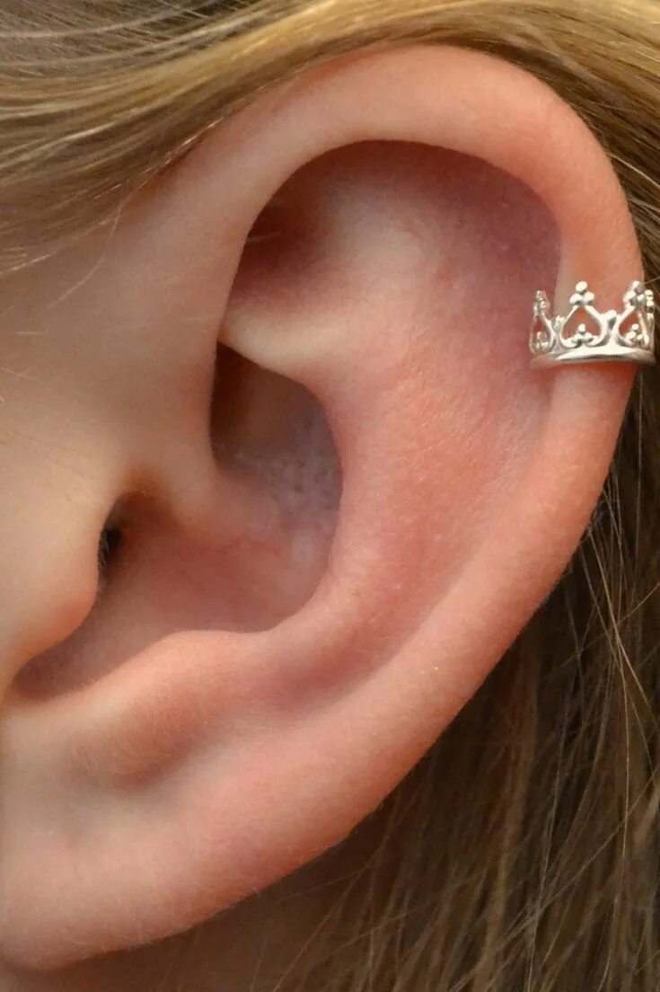 Прокол кафф уха фото Crown Ear Cuff Ear Wrap Helix Ear Cuff non durchbohrt - Etsy.de Brincos ear cuff