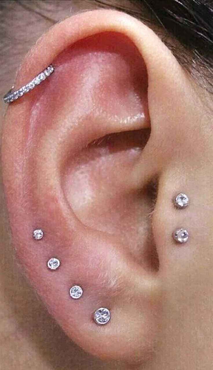 Прокол козелка в ухе фото Pin by Pethe Terézia on Tetszik Tragus piercings, Ear piercings, Double tragus