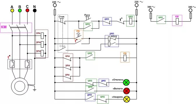 Промежуточное реле схема подключения Схема подключения магнитного пускателя на 220 HeatProf.ru