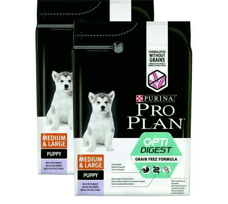 Проплан для щенков фото Акция! Pro Plan GrainFree Formula Puppy Medium&Large - Проплан беззерновой корм 