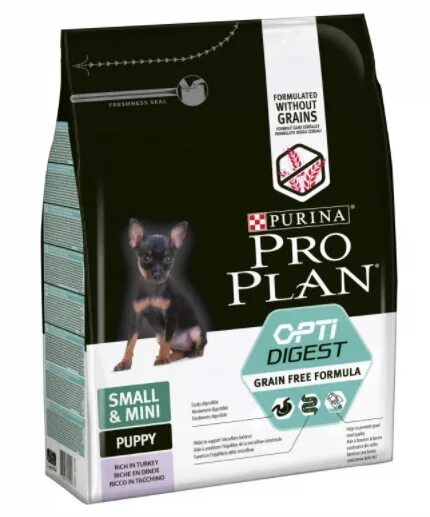 Проплан для щенков фото Purina Pro Plan Grain Free "Puppy Small&Mini" корм cухой для щенков Индейка цена