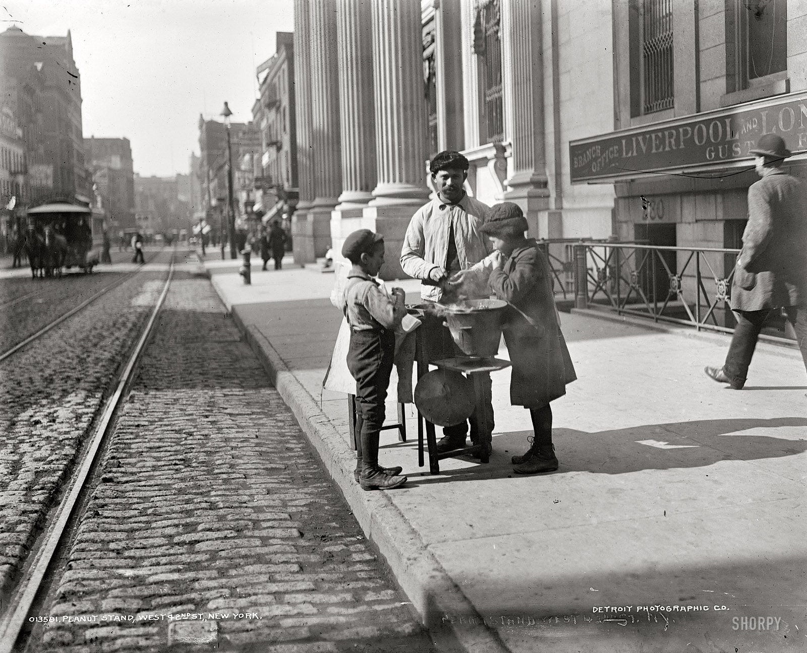 Прошлое ретро фото New York circa 1900. "Peanut stand, West 42nd Street." Nyc art print, New york s