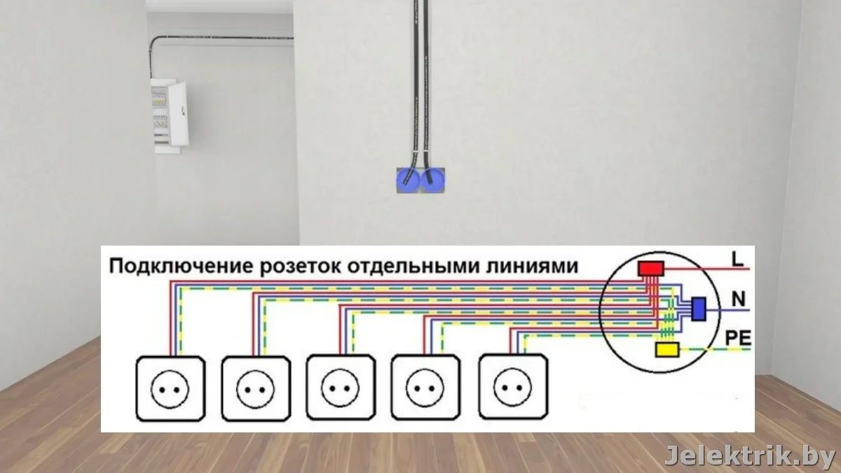 Проштробил подключение к розетке Как подключить блок розеток схема