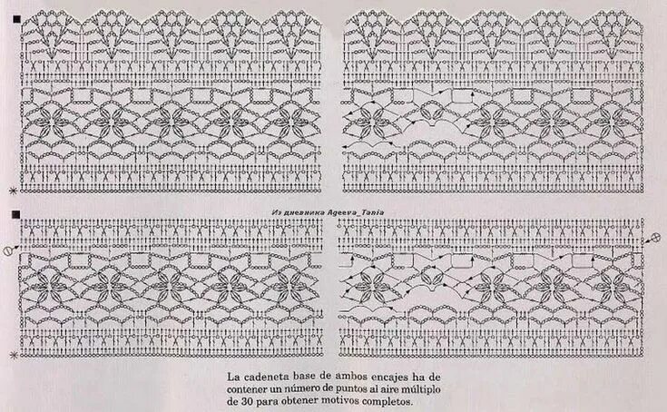 Прошва крючком со схемами Pin en Crochet Cadeneta, Puntos, Motivo