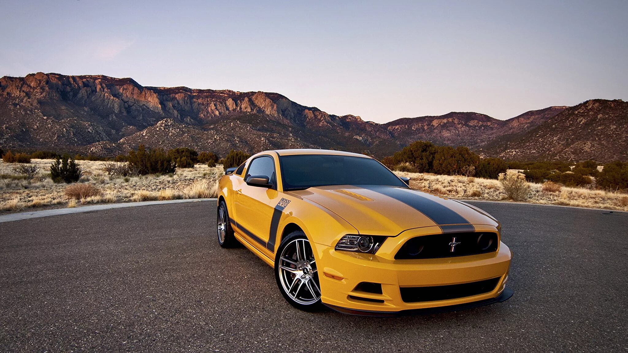 Просмотр фото авто Фотографии Ford mustang boss 302 желтая авто 2048x1152