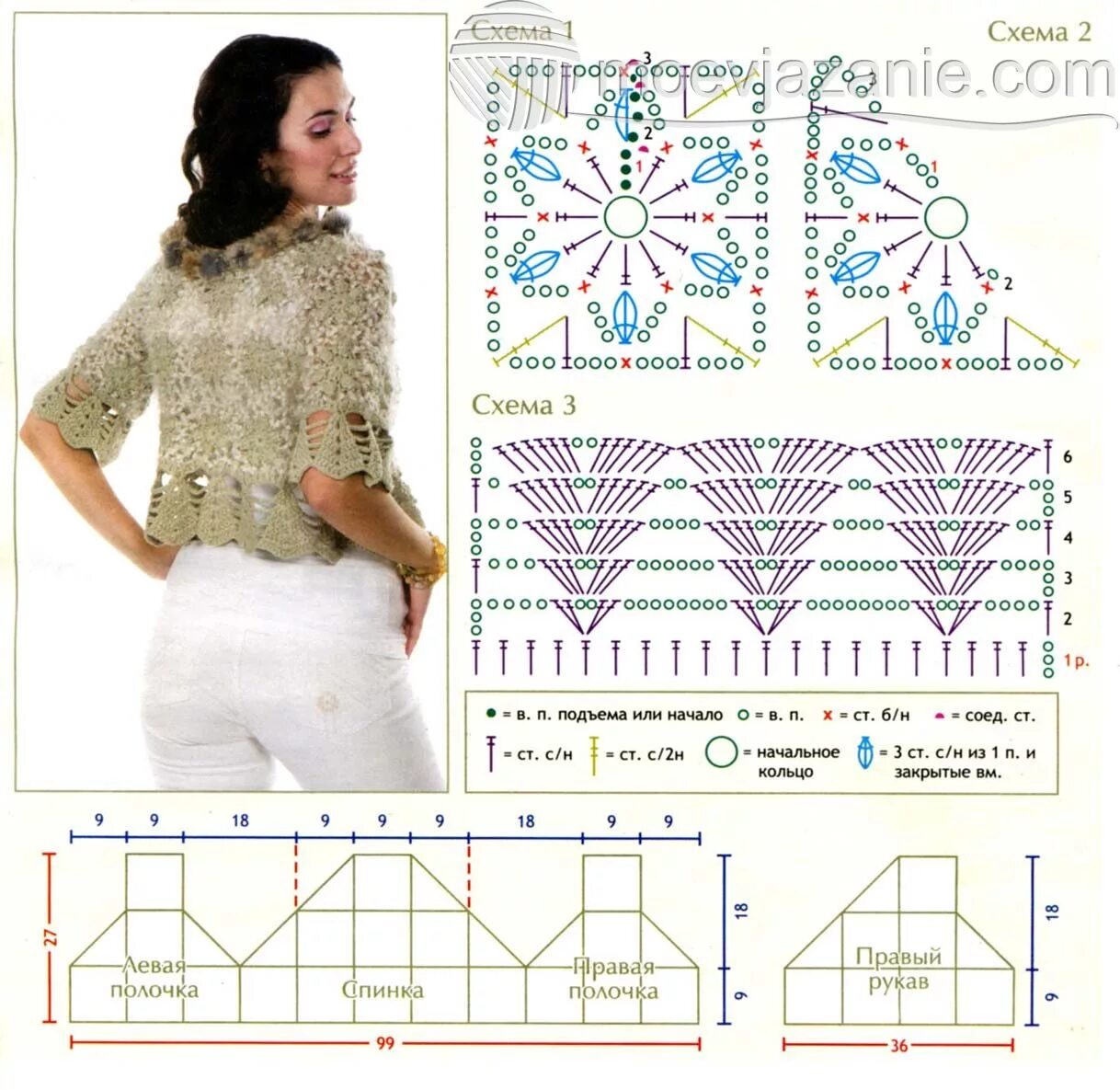 Простая кофта крючком для начинающих схемы схема болеро Каприз Crochet blouse free pattern, Crochet fashion, Crochet shirt