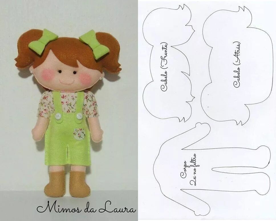 Простая кукла своими руками выкройки cute little felt doll... Bonequinha de feltro, Padrões de boneca, Padrões de bon