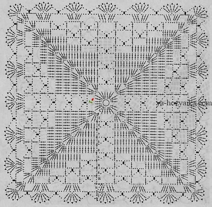 Простая квадратная салфетка крючком со схемами Большая салфетка крючком схемы. Квадратные салфетки крючком схемы Вязание крючко