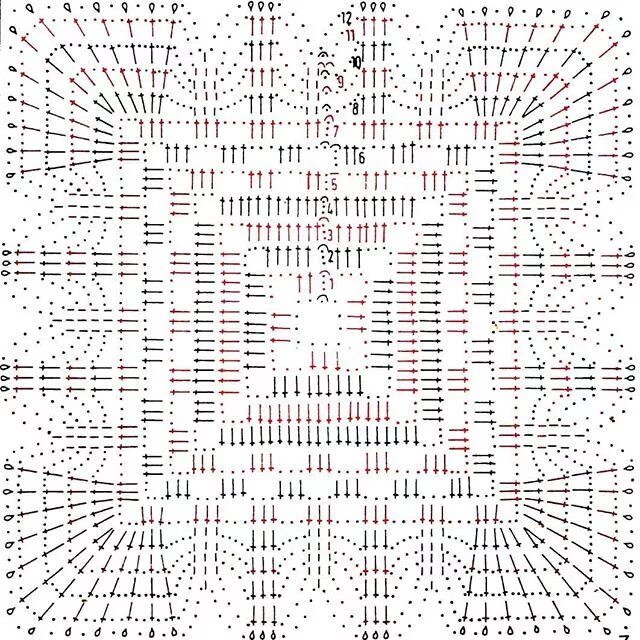Простая квадратная салфетка крючком со схемами Такими отдельными квадратами можно связать скатерть, или прямоугольную салфетку,