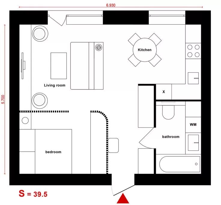 Простая планировка квартиры 3 Studio Apartments Under 50sqm For City-Dwelling Couples (Including Floor Plans