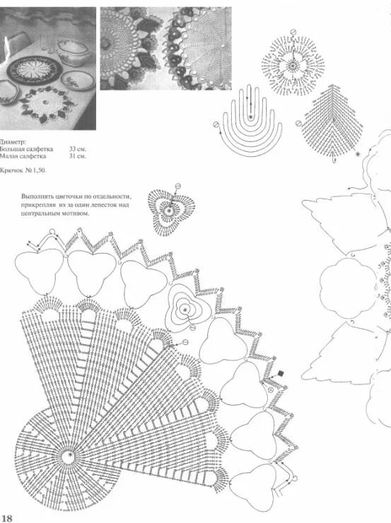 Простая сервировочная салфетка крючком схемы � � � � #19 - 211 - uni4 Салфетки крючком, Вязаные крючком закладки, Вязаные крю