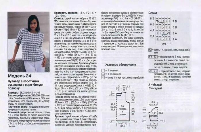 Простая схема кофты спицами Пуловер женский 2 цвета. Обсуждение на LiveInternet - Российский Сервис Онлайн-Д