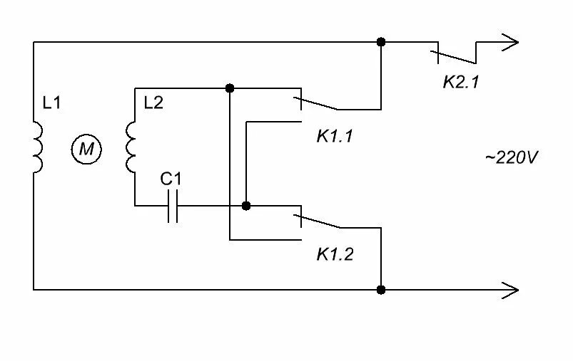 Простая схема подключения двигателя Устройство для реверса однофазного конденсаторного электродвигателя. Вячеслав Ка