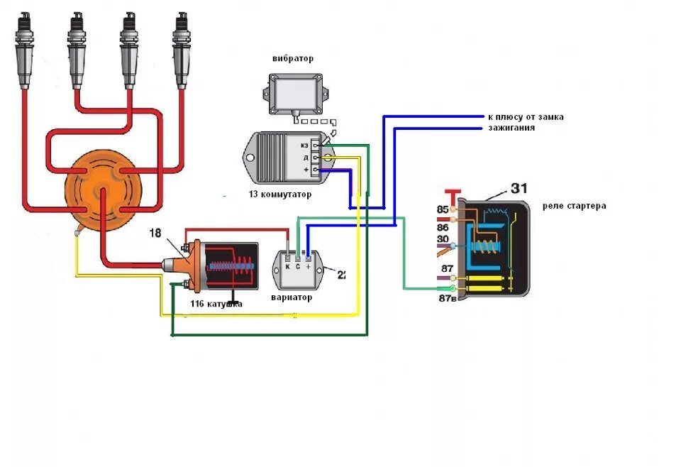 Простая схема подключения зажигания Система зажигания для biolight - УАЗ 3151, 1989 года визит на сервис DRIVE2