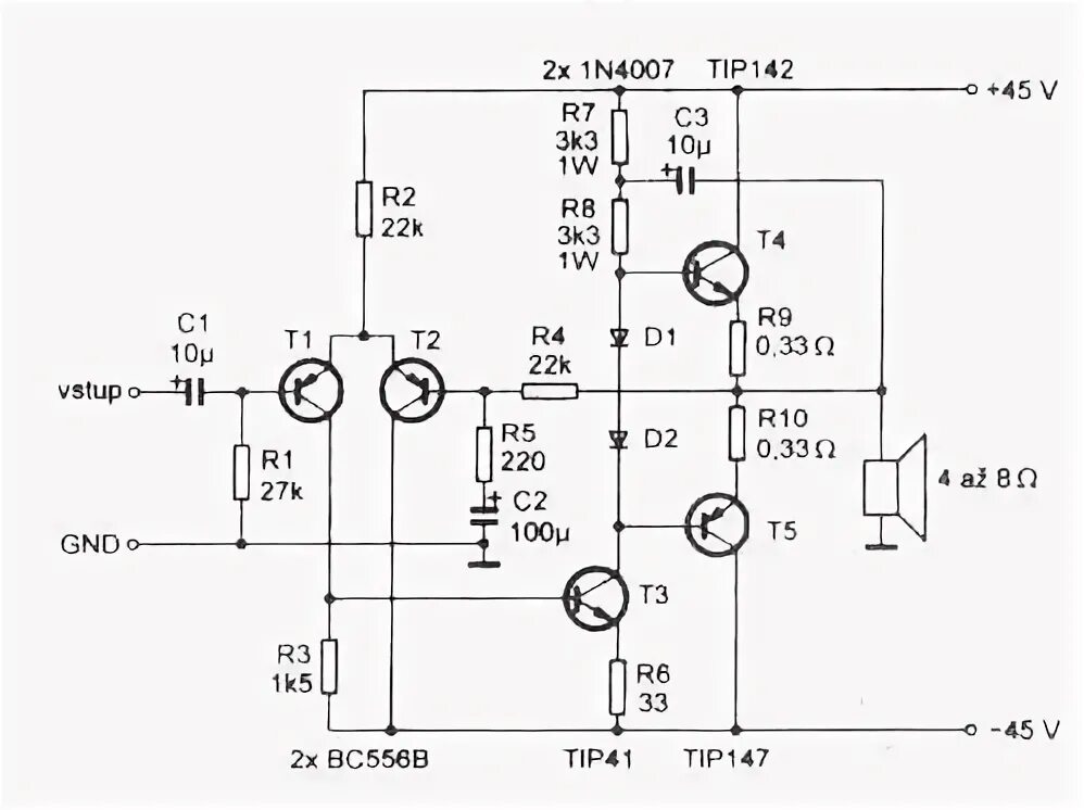 Простая схема усилителя Схема простого усилителя звука на 100 Вт Amplificador, Esquemas eletrônicos, Amp