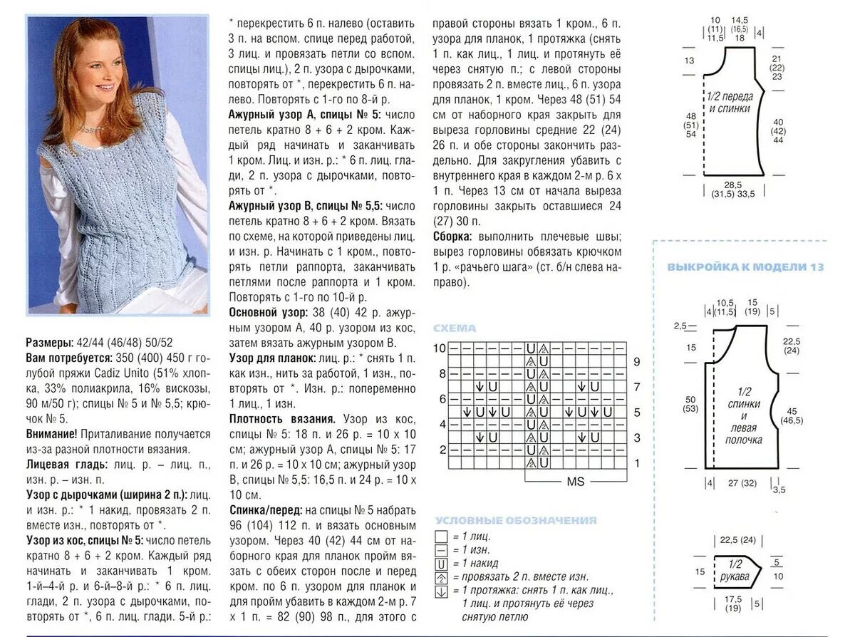 Простая схема жилетки спицами Безрукавка женская вязанная спицами. Схема с описанием, размеры, узоры, видео