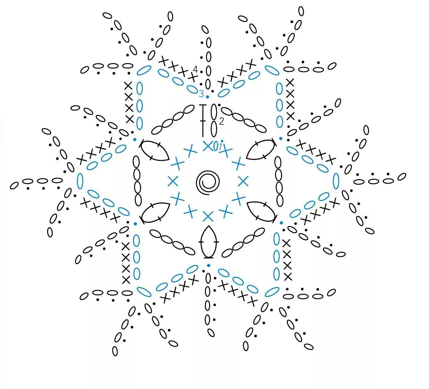 Простая снежинка крючком схема Crochet - A Sowflake ⋆ Crochet Kingdom Crochet snowflakes, Crochet diagram, Croc