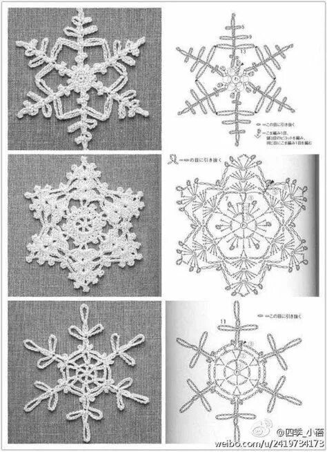 Простая снежинка крючком схема Идеи на тему "Планы на новый год" (25) связанные крючком снежинки, рождественски