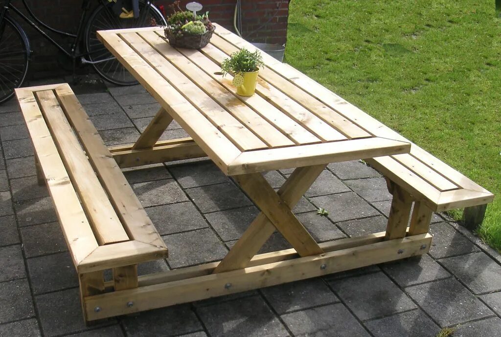 Простая своими руками фото Picnic Table Diy picnic table, Wooden picnic tables, Diy outdoor furniture