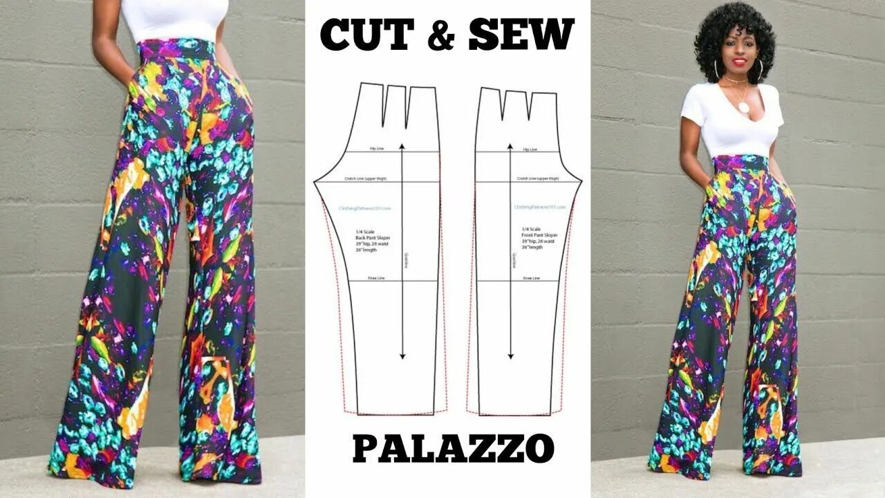 Простая выкройка брюк палаццо Best PALAZZO PANT Tutorial How to CUT and SEW - YouTube Pants pattern free, Pant