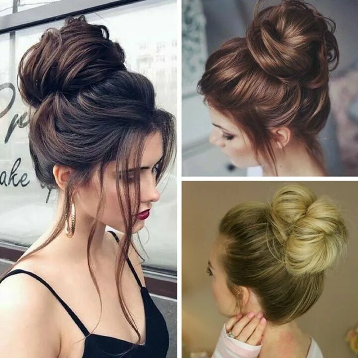 Простая высокая прическа на длинные волосы A messy bun is a simple updo with an elegant look! #messyUpdos Messy bun hairsty