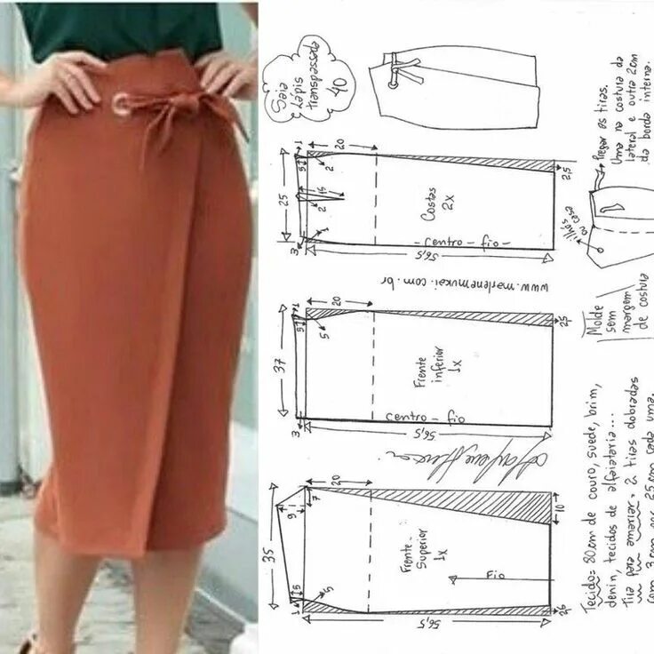 Простая юбка без выкройки Saia Com Recorte Diagonal E1E Sewing clothes women, Dress sewing patterns, Cloth