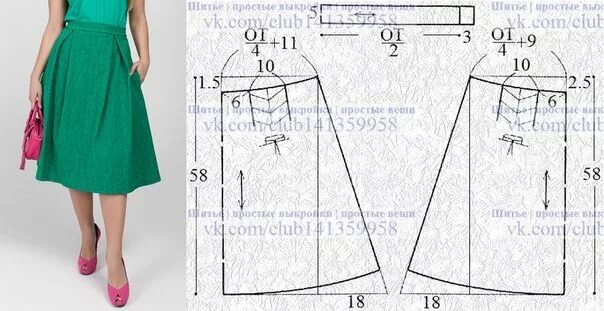 Простая юбка без выкройки Шитье простые выкройки простые вещи Узоры для юбки, Узоры для одежды, Пошив модн