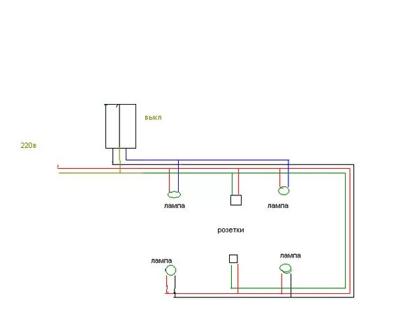Простейшая схема проводки в гараже Ответы Mail.ru: Помогите начертить схему электропроводки гаража!