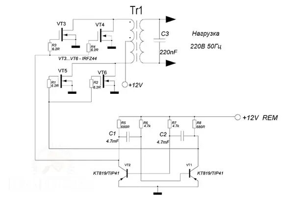 Простейший инвертор своими руками схема Преобразователь напряжения 12 на 220 и 220 на 12 вольт своими руками - RMNT - Ме