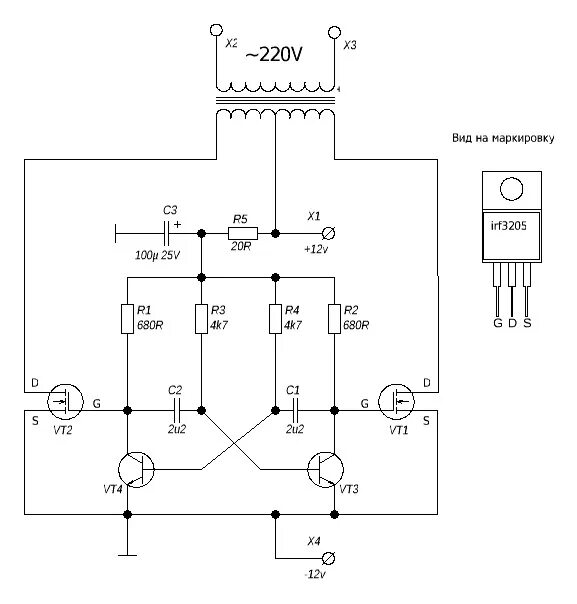 Простейший инвертор своими руками схема Форум РадиоКот * Просмотр темы - Преобразователь напряжения 12-220В