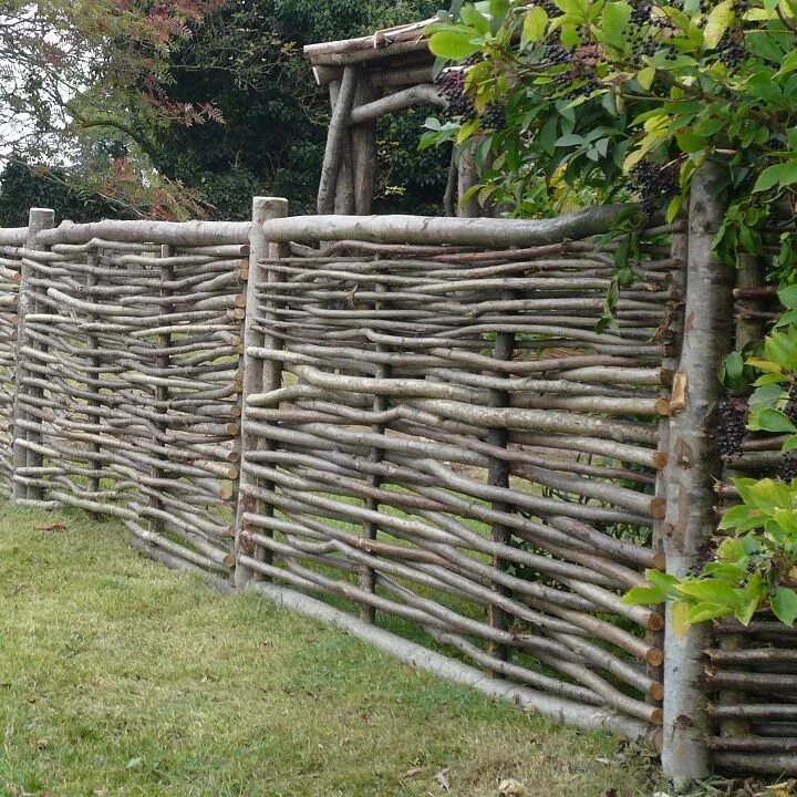 Простейший забор на даче своими руками wattle fence Wattle fence, Garden fence, Backyard fences