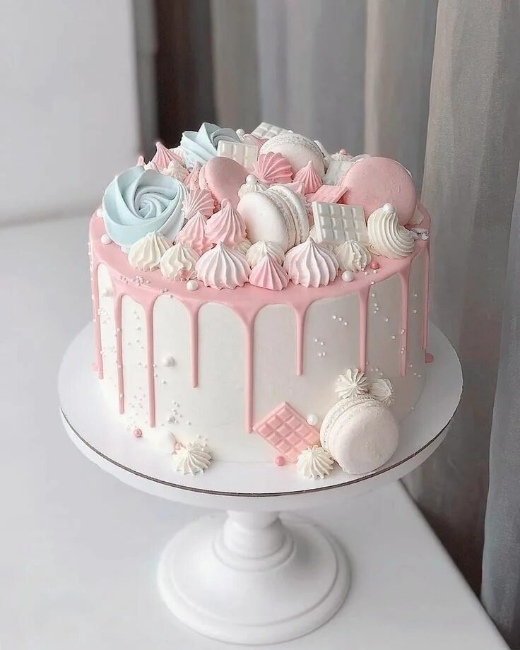 Простое оформление торта для девочки Pastel Color Birthday Cake in 2023 14th birthday cakes, Cute birthday cakes, Bir