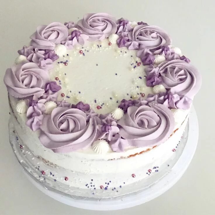 Простое оформление торта для женщины Rose / cream/ layer cake. Cake decorating. Purple flower Purple cakes, Purple ca