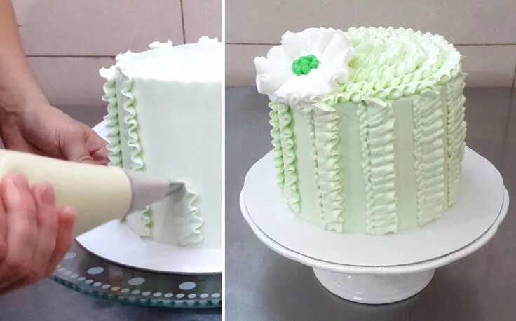 Простое оформление торта кремом Buttercream Ruffles Cake *Decorar con Crema de Mantequilla by CakesStepbyStep. B