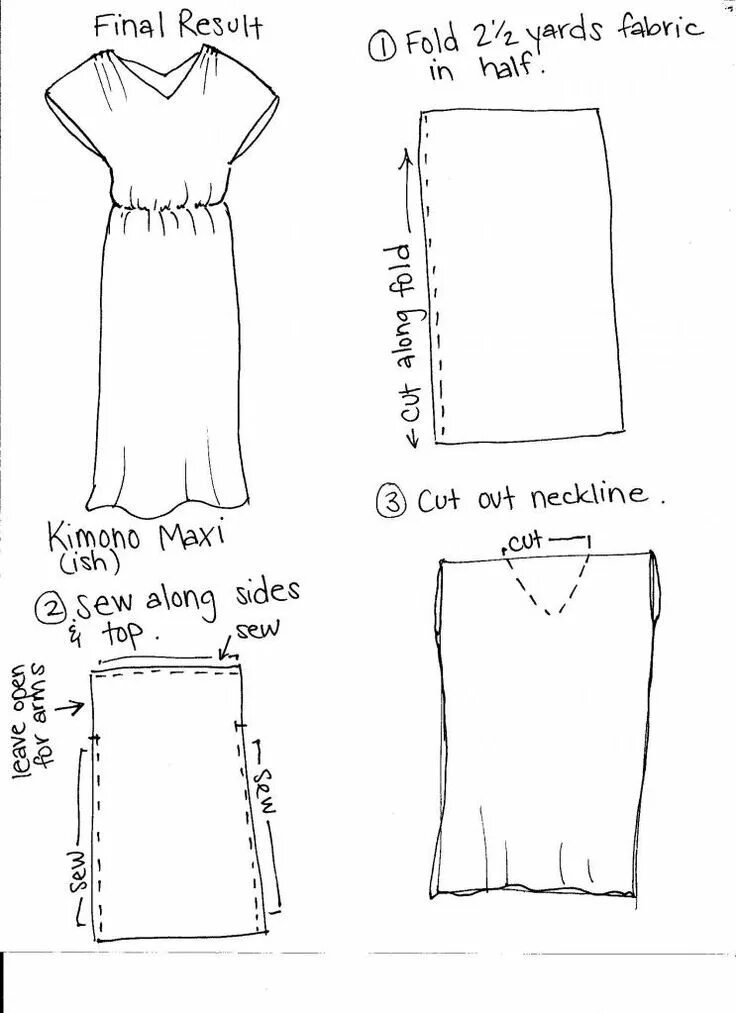 Простое платье для начинающих без выкройки Easy to Sew Maxi Dress DIY Kimono Style Dress Diy kimono, Diy maxi dress, Diy dr