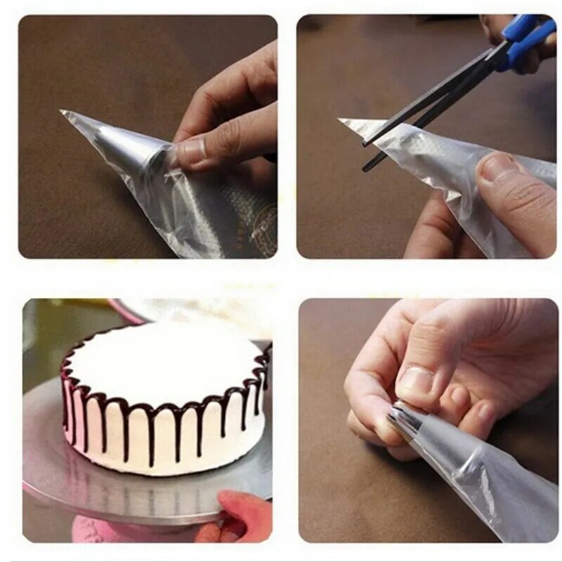 Простой декор для торта для начинающих 100 pcs/lot Food Grade Disposable Icing Piping Nozzle Pastry Bag Cake Cream Deco