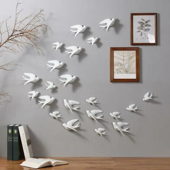 Простой декор на стену DSHM Birds Murals Realistic Ornamental Ceramic Wall Hanging Decorations for Livi