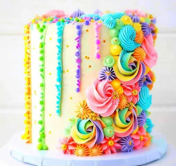 Простой декор торта на день рождения девочке Pin on rosette Rainbow cake, Rainbow birthday cake, Birthday cake