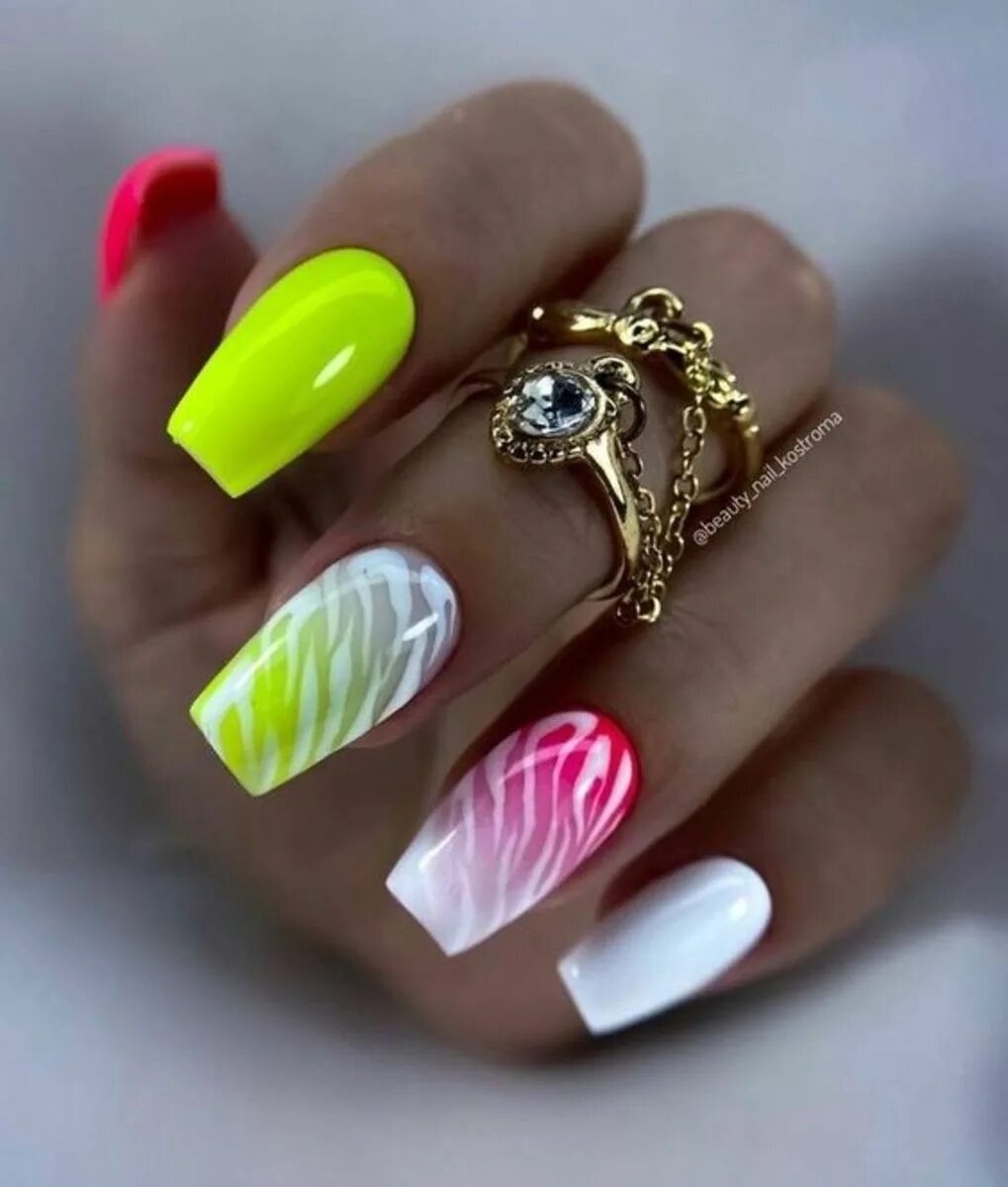 Простой дизайн ногтей 2024 новинки 65+ Bright Color Nail Art Designs for Summer Gel nails, Nail art, Neon acrylic n