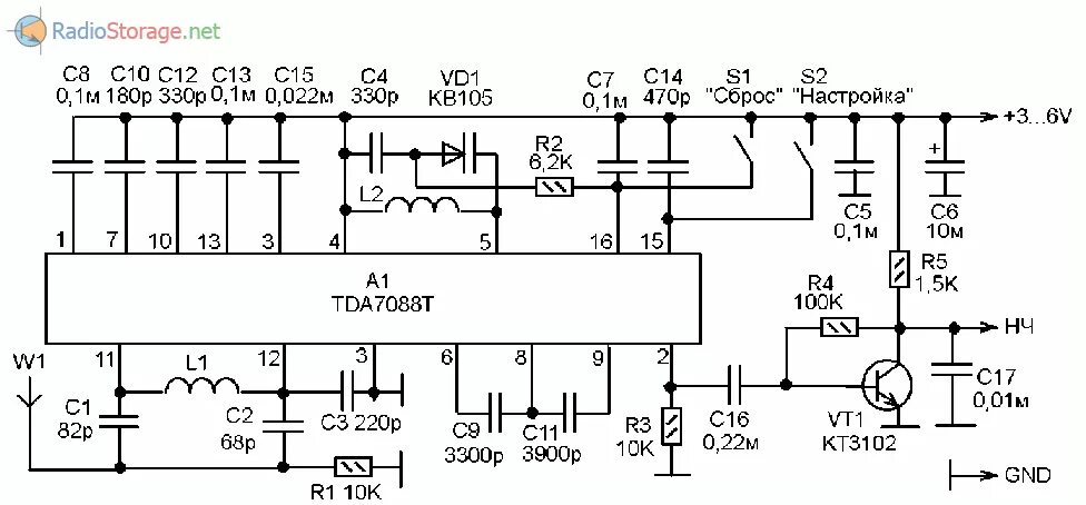 Простой фм приемник своими руками схема УКВ-FM радиоприемник с кнопочной настройкой (TDA7088T)