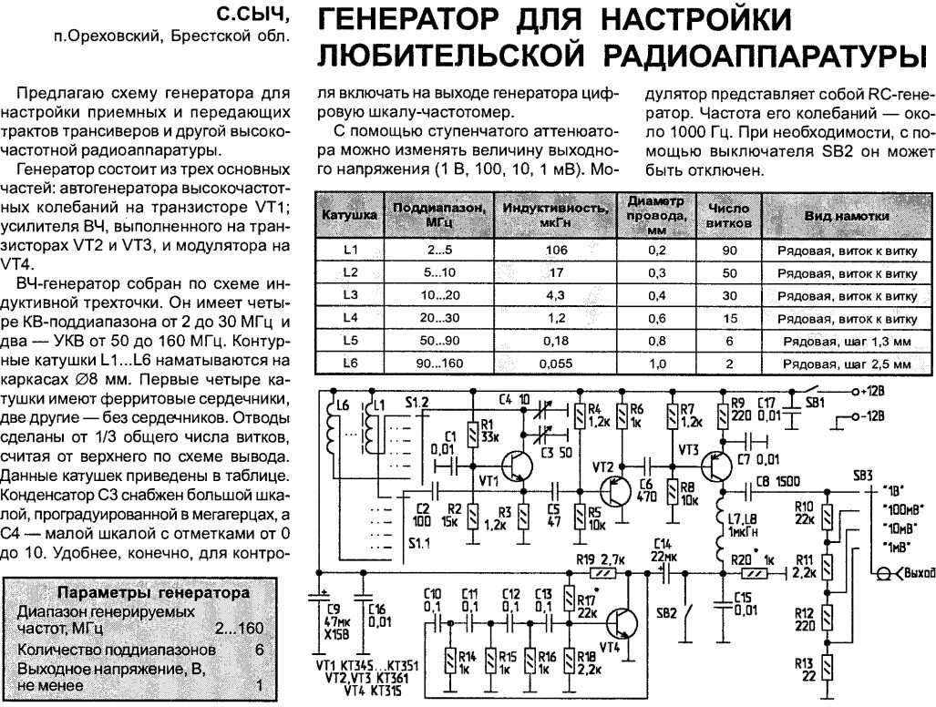 Простой генератор сигналов своими руками схема Форум РадиоКот * Просмотр темы - Генератор для настройки приёмников