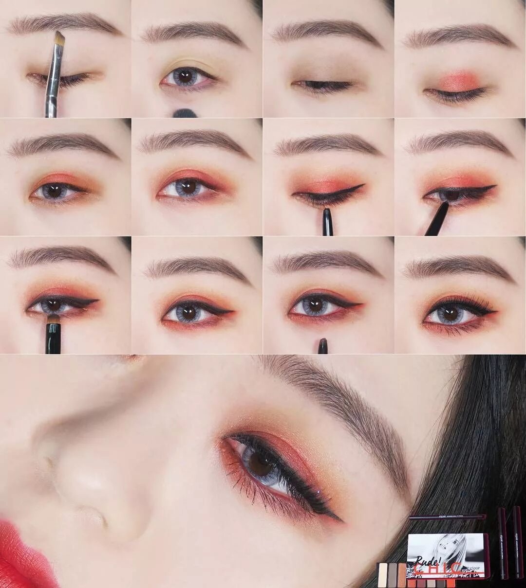 Простой корейский макияж #Korea Eye Make Up #MakeUp #Akiwarinda Orange eye makeup, Korean eye makeup, Asi