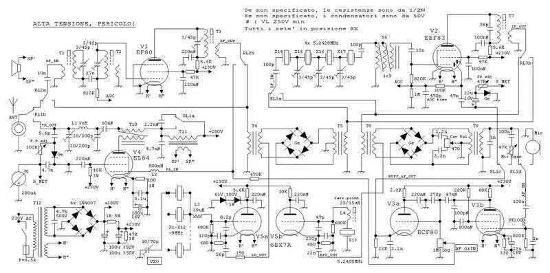 Простой ламповый трансивер своими руками схема 5 tubes QRP SSB Transceiver for 20m ham band under Transceiver Circuits -4767- :