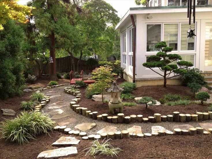 Простой ландшафтный дизайн своими руками Oriental Landscape Design Front yard landscaping design, Garden design images, L