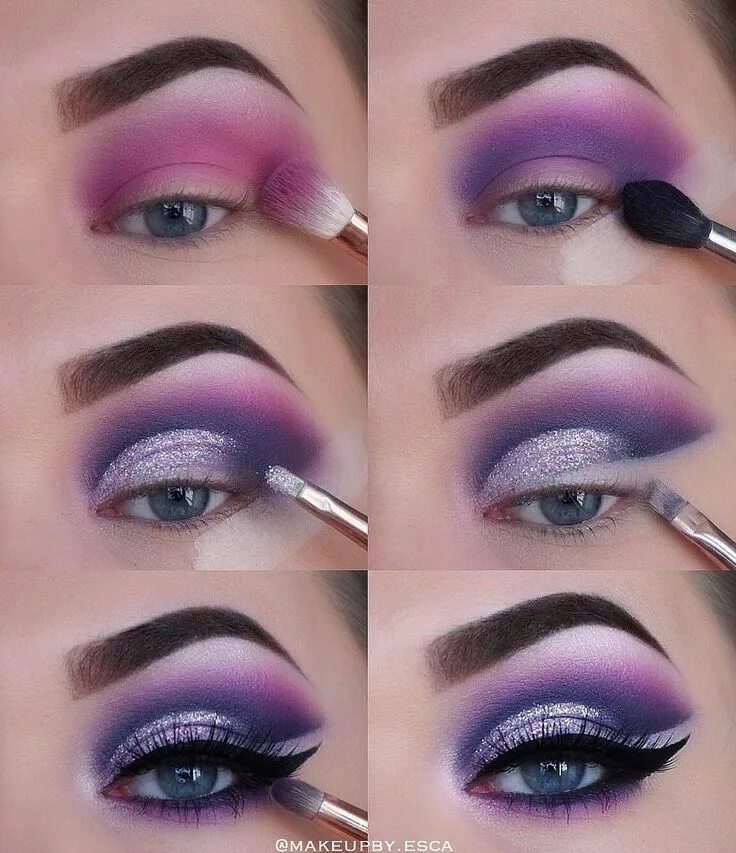 Простой макияж пошагово фото Makeupby.esca (@makeupby.esca) on Instagram. Gorgeous purple look using Nyx glit