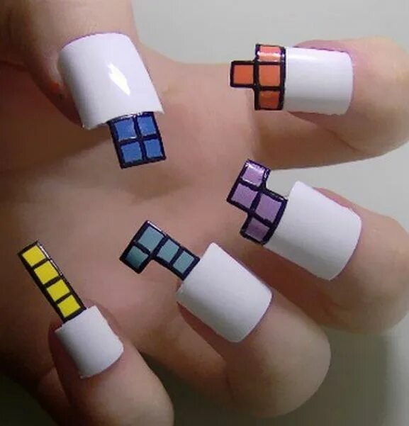 Простой маникюр на квадратные ногти Leggo Block Nail Design nail designs nails nail tutorials nail art Bad nails, Cr