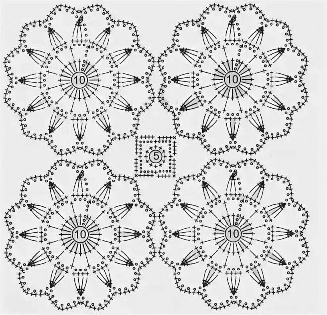 Простой мотив крючком схемы и описание МОТИВЫ. Вязание крючком покрывало узор, Вязаная крючком скатерть, Узоры для связ
