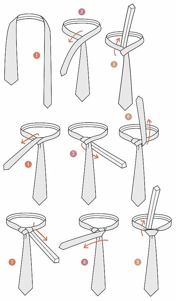Простой способ завязать галстук фото Стильный нестандартный галстучный узел Мюррел (Murrell) схема завязывания.